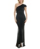 Women's One-Shoulder Embellished Fishnet Gown