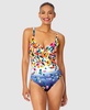 Women's Floral-Print Draped Underwire One-Piece Swimsuit