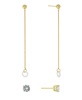 Cubic Zirconia Studs and Chain Drop Air Pods Holder in Gold Over Silver Plated