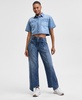 Women's Cropped Button-Front Denim Shirt