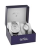 Men's and Women's Silver-tone Base Metal Bracelet 2 Piece Watch Set 45mm and 36mm