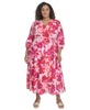 Plus Size Cotton Floral-Print Midi Dress