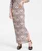 Women's Printed Knit Crepe Side-Slit Maxi Skirt, Exclusively at Macy's