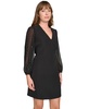 Tommy Hilfiger Women's Bedazzled Chiffon Sleeves Salon Stretch Knee Length Shift Dress