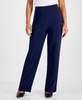 Petite Solid Wide-Leg High-Rise Pants