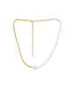 18k Gold-Plated Beaded & Cultured Freshwater Pearl Asymmetrical Necklace, 15" + 5" extender