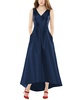 Women's Sleeveless Pleated Skirt High Low Dress with Pockets