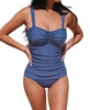 Women's Ruched Adjustable Straps One-Piece Swimsuit