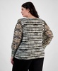 Plus Size Printed Chiffon Sheer-Sleeve Top