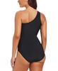 Women's Faux-Leather One-Shoulder One-Piece Swimsuit