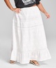 Plus Size Cotton Embroidered Lace-Trim Maxi Skirt, Exclusively at Macy's