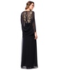 Women's Embroidered Cape-Sleeve Gown