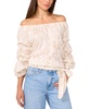 Women's Printed Linen-Blend Off-The-Shoulder Bubble-Sleeve Top