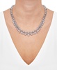Cubic Zirconia Mixed Cut 18" Statement Necklace in Sterling Silver 
