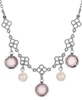 Silver-Tone Crystal Faux Cultivated Pearl Bib Necklace