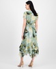 Women's Floral-Print Smocked-Waist Tulip-Sleeve Dress