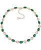 Gold-Tone Stone & Pavé Circle Alternating Link Collar Necklace, 16" + 3" extender