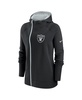 Women's Black Las Vegas Raiders Asymmetrical Raglan Full-Zip Hoodie