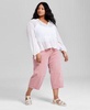 Trendy Plus Size Swiss Dot Button-Front Blouse & Barrel-Leg Jeans, Exclusively at Macy's