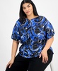 Plus Size Printed Flutter-Sleeve Blouse