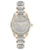 Women's Quartz Light Gray Pearlescent Acetate and Gold-Tone Metal Alloy Link Bracelet Watch, 30mm