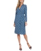 Women's Faux-Wrap Collared Long-Sleeve Dress