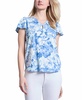 Women's Printed Moss Crepe Flutter-Sleeve Top