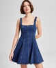 Women's Cotton Denim Fit & Flare Dress, Exclusively at Macy's
