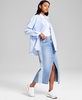 Women's Two-Tone Raw-Edge-Hem Denim Skirt, Exclusively at Macy's
