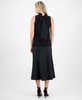 Women's Bow-Back Ruffled-Neck Sleeveless Lace Blouse & Solid Pull-On Flared Midi Skirt