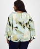 Plus Size Printed Keyhole Blouse