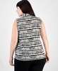 Plus Size Printed Triple-Pleat V-Neck Top