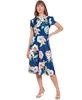 Petite Printed Tie-Neck Puff-Sleeve Midi Dress