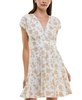 Women's Printed Cotton Eyelet V-Neck Dress