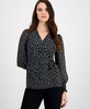 Women's Floral-Print Smocked Wrap Top
