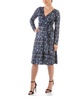 Women's Long Sleeve Knee Length Faux Wrap Dress