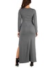 Women's Long Sleeve Side Slit Fitted Maxi Dress