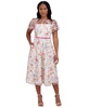 Petite Floral Flutter-Sleeve Belted Midi Dress