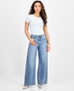 Petite Studded Mid-Rise Wide-Leg Jeans, Exclusively at Macy's