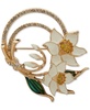 Gold-Tone Crystal & Color Stone Daffodils Pin
