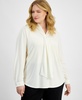 Plus Size Long-Sleeve Scarf-Neck Top