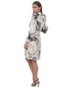 Women's Printed Faux-Wrap Long-Sleeve Dress