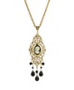 Women's Gold Tone Black Oval Cameo Locket Necklace