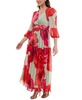 Plus Size Floral-Print Twist-Waist Tiered Dress