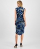 Women's Floral-Print Mesh Ruched Sheath Dress, Exclusively at Macy's