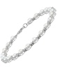 Cultured Freshwater Button Pearl (4 - 4-1/2mm) & Cubic Zirconia Link Bracelet in Sterling Silver