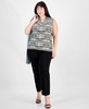 Plus Size Printed Triple-Pleat V-Neck Top