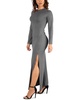 Women's Long Sleeve Side Slit Fitted Maxi Dress