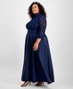 Plus Size 3/4-Sleeve A-Line Gown