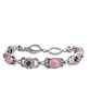Sterling Silver Rhodochrosite Rhodolite Garnet Concha Link Bracelet, Size Small